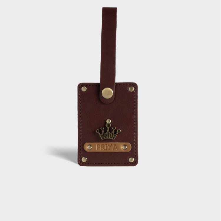 Shop wine personalized vegan leather luggage tag with custom name and charm