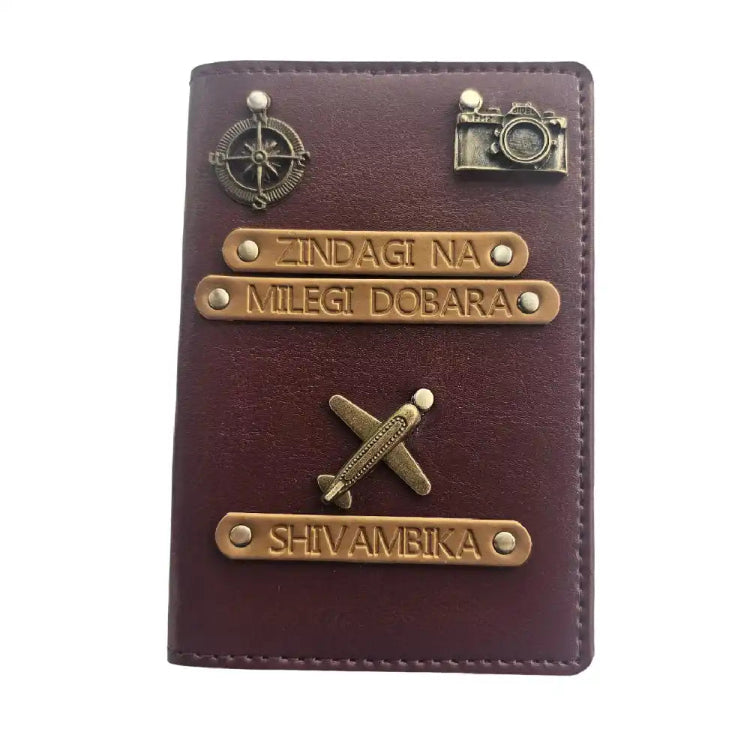 Shop Wine personalized passport cover with travel-themed charms and name embossed
