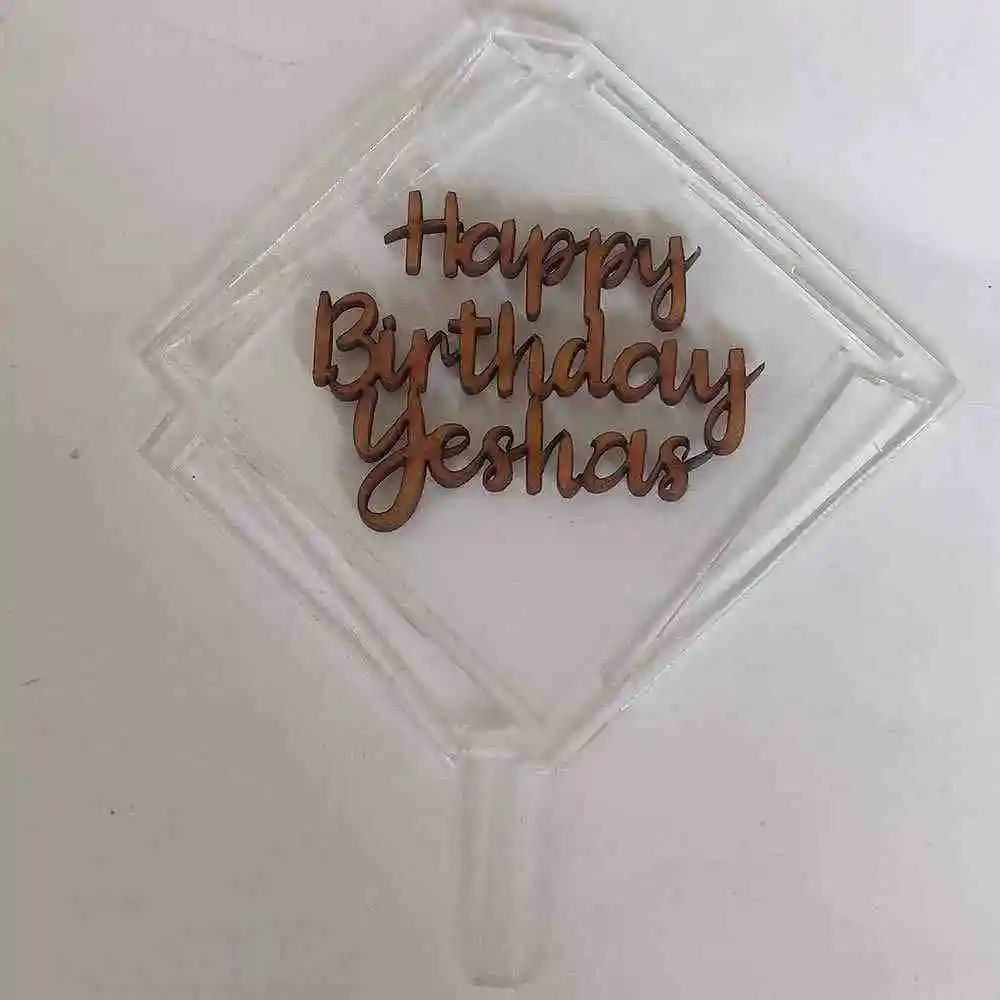 Pentagon Shaped MDF and Acrylic Birthday Name Cake Topper