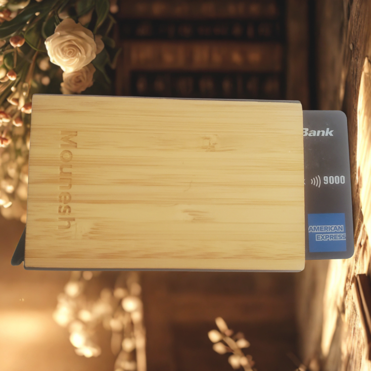 Personalised Stylish Bamboo Card Holder