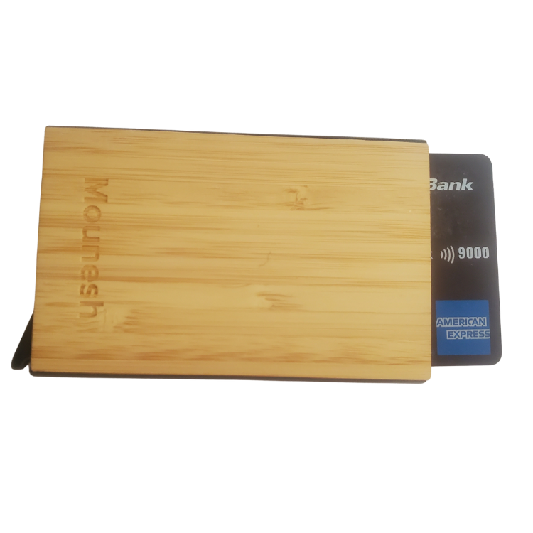 Shop Personalized Bamboo Card Holder with Name Engraved