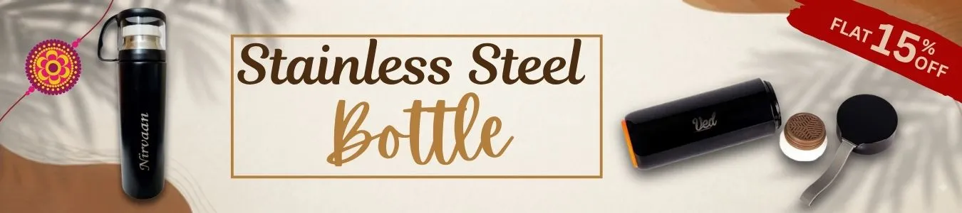 Buy Raksha Bandhan Gifts Online with Personalized Steel Bottles for Brother or Sister Return Gifts