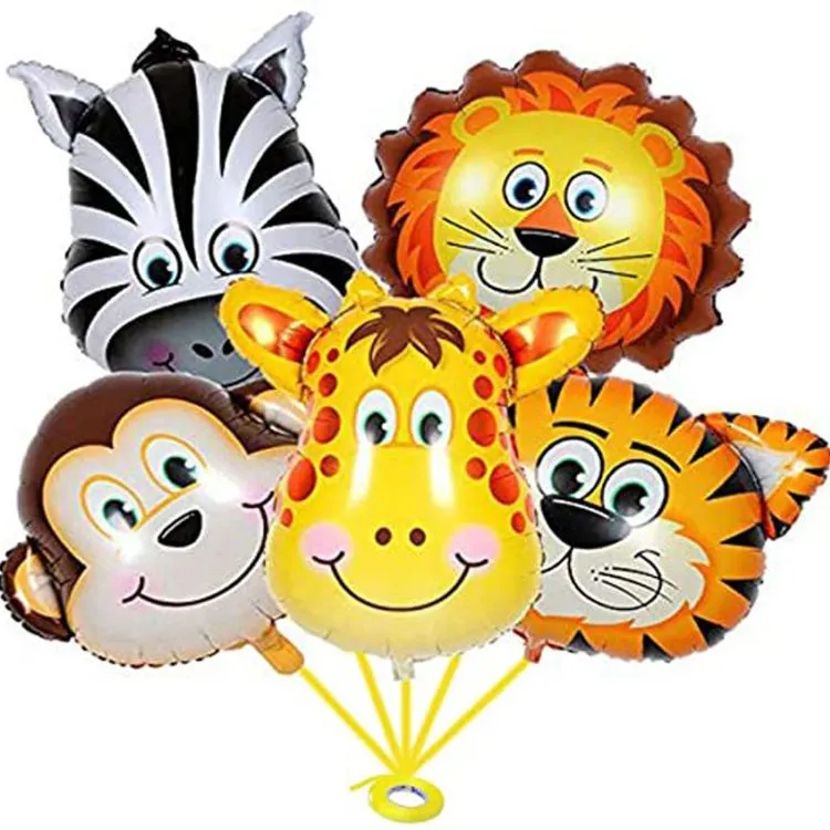 Custom jungle animal foil balloon set for baby shower events