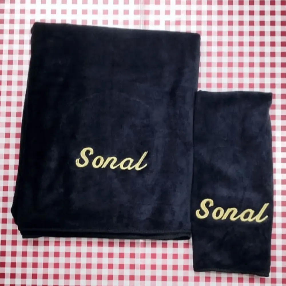 Microfiber Bath Towel and Hand Towel Embroidered