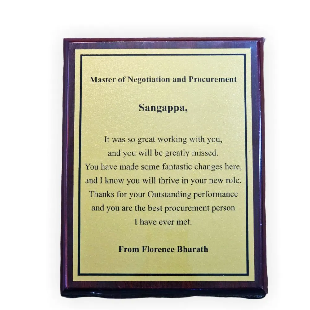 6"8 	Piano Wooden Plague Trophy