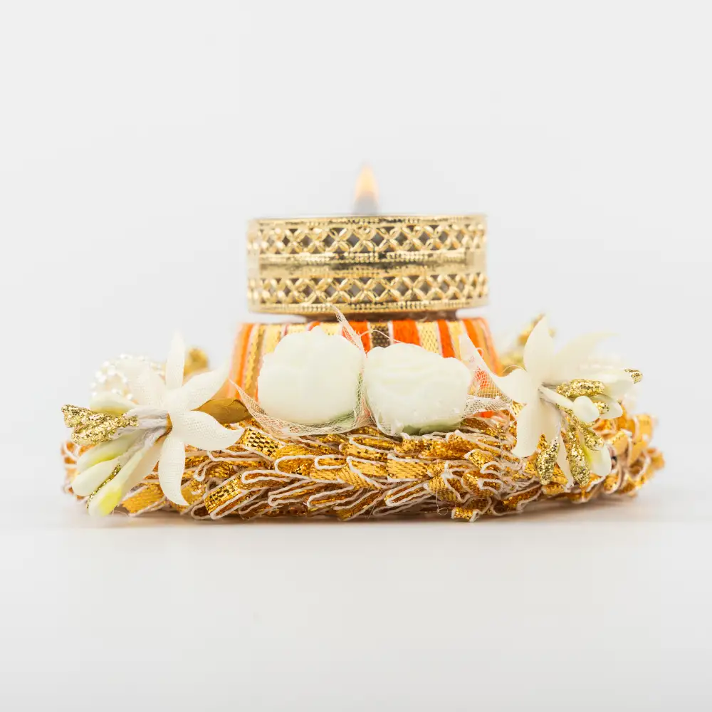 Festive Metal Candle Stand with Drum Design