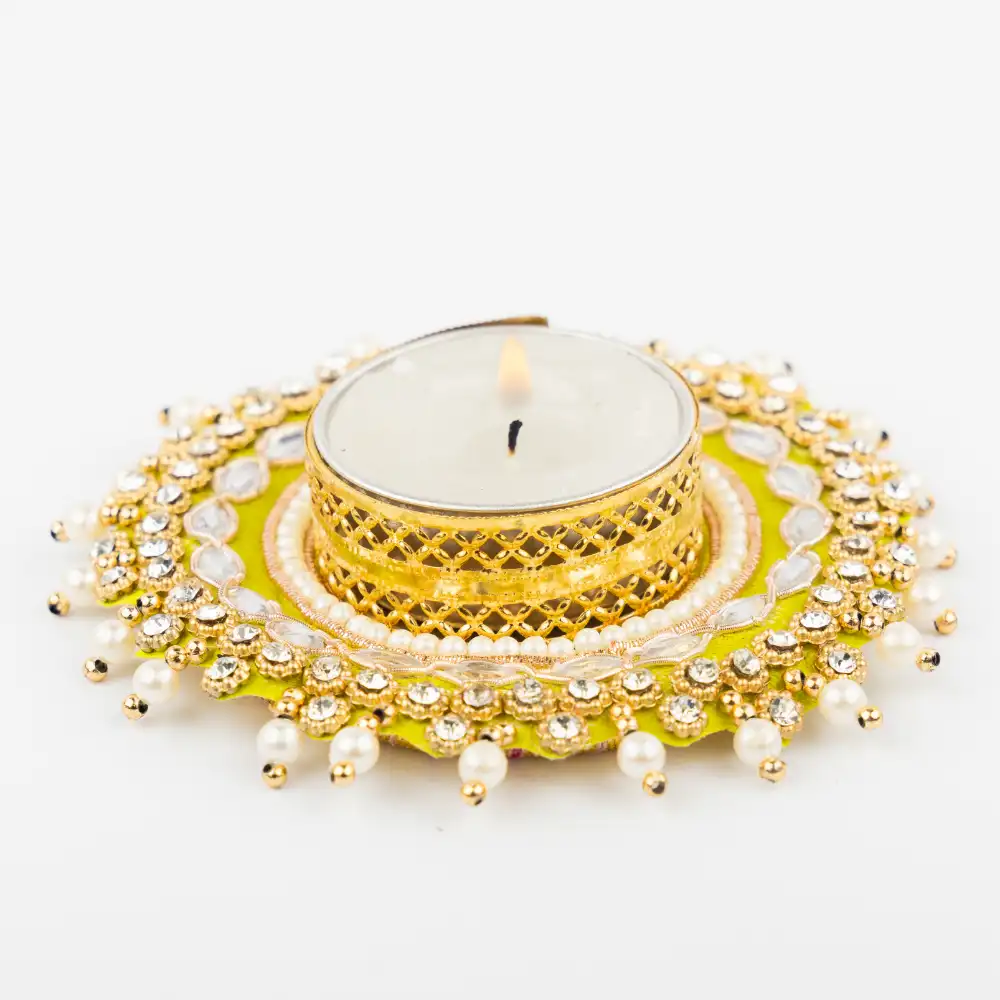 Elegant polki t-light holders for diwali lighting