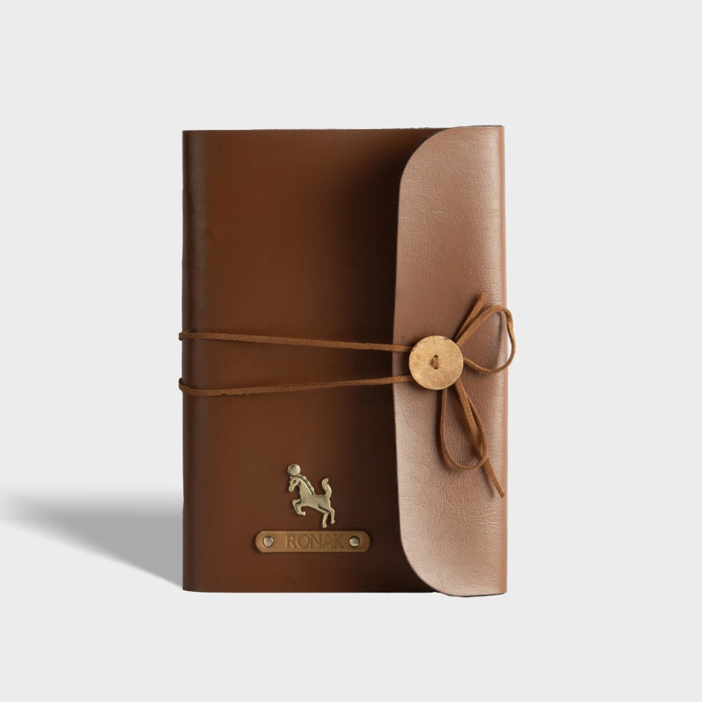 Custom A5 vegan leather journal with name and charm