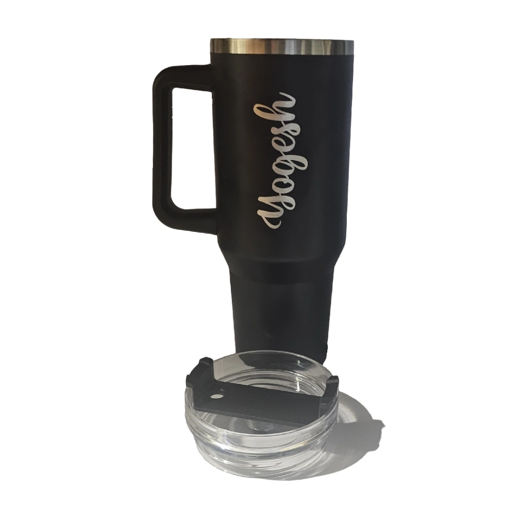 Stainless steel tumbler for drinks with handle