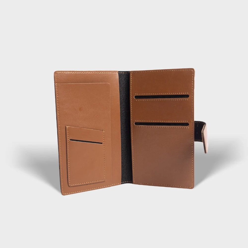 Unique tan custom dual passport cover