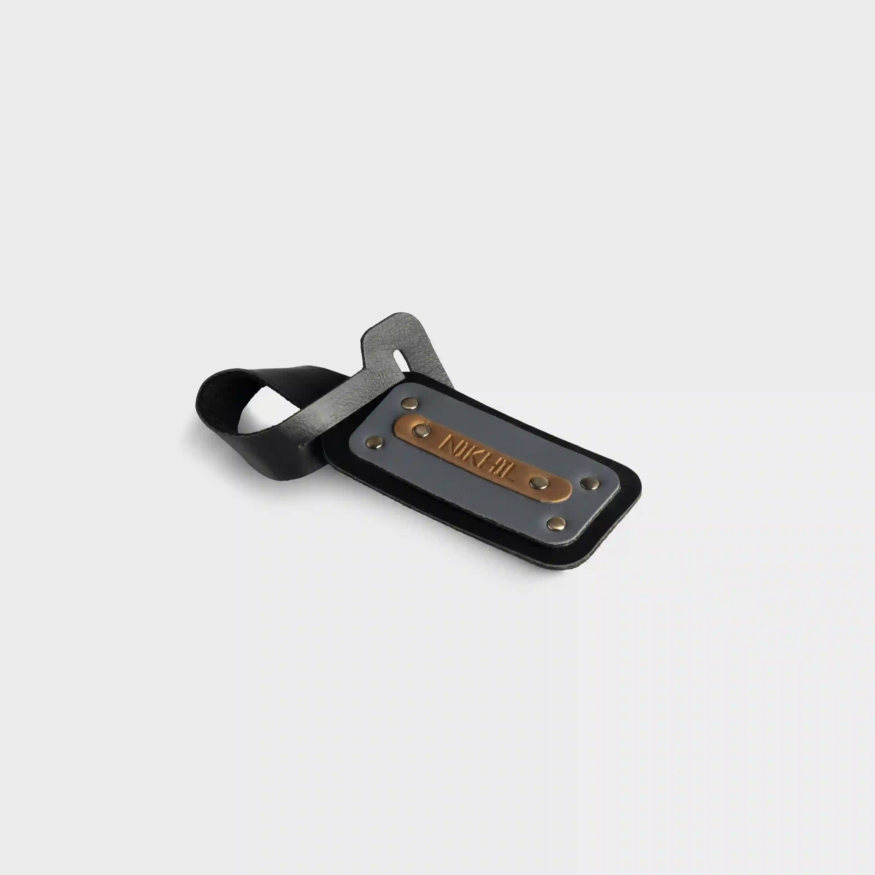 Buy black personalized mini bag tag online