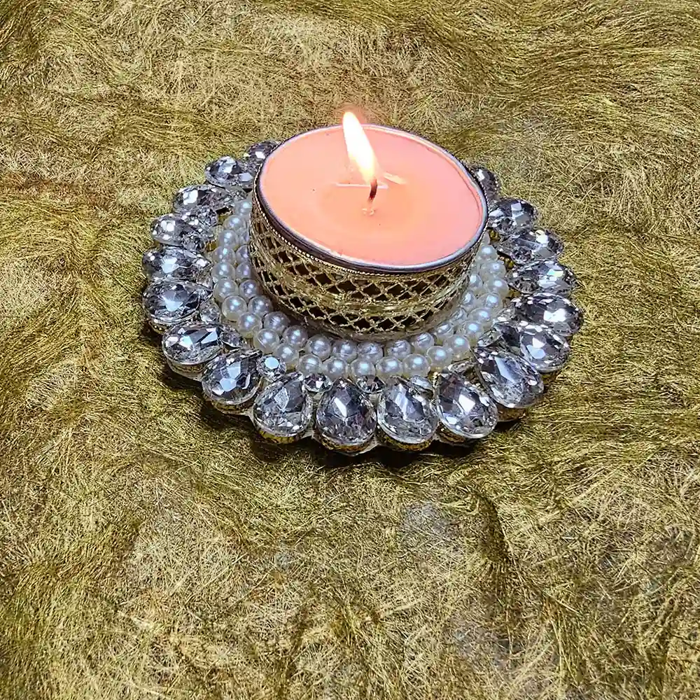 Best Kundan Pearl T Light Holder Online India