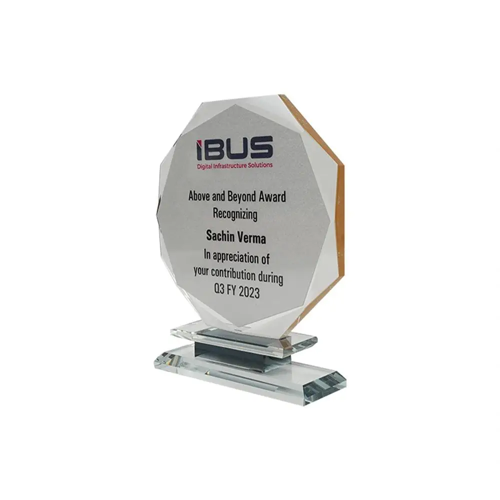Custom Crystal Trophy with Engraving for Corporate Awards in India