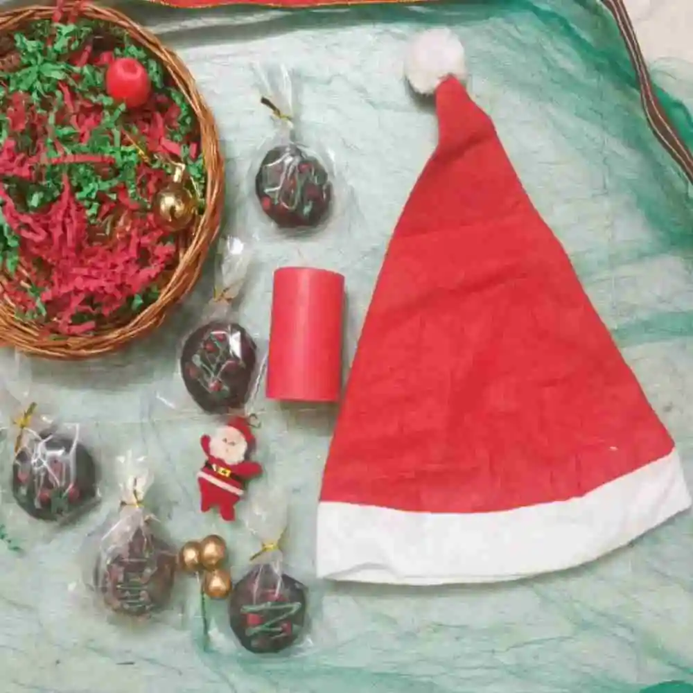 Premium Christmas hamper with cookies, candles, and festive treats